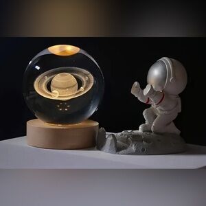3 D Saturn System Crystal Lamp
